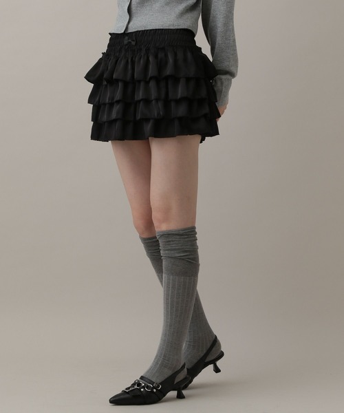 3.3 Field Trip （3.3フィールドトリップ）の「3.3 Field Trip／フリルサテンミニスカート(インパン付き)（スカート・レディース・ピンク/オフホワイト/ブラック・FREE）」の12枚目の写真