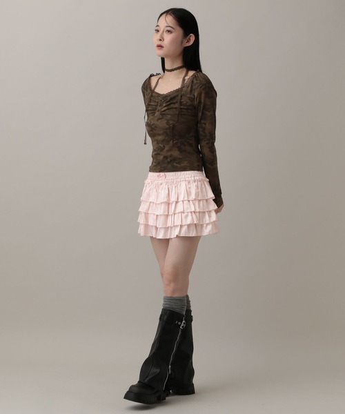 3.3 Field Trip （3.3フィールドトリップ）の「3.3 Field Trip／フリルサテンミニスカート(インパン付き)（スカート・レディース・ピンク/オフホワイト/ブラック・FREE）」の15枚目の写真