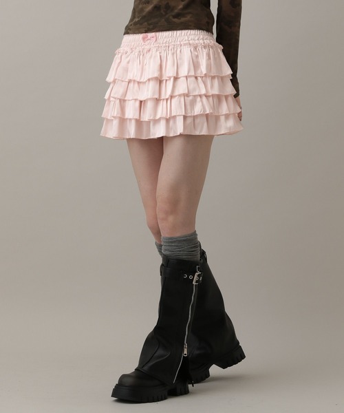 3.3 Field Trip （3.3フィールドトリップ）の「3.3 Field Trip／フリルサテンミニスカート(インパン付き)（スカート・レディース・ピンク/オフホワイト/ブラック・FREE）」の17枚目の写真