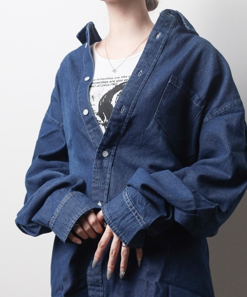 ARCHIVER(アーカイバ)の「【RES】ライトデニムシャツ(シャツ/ブラウス・レディース・ネイビー/ブルー・X-LARGE/LARGE/MEDIUM)」の1枚目の写真