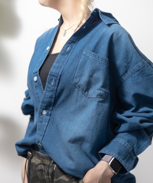ARCHIVER(アーカイバ)の「【RES】ライトデニムシャツ(シャツ/ブラウス・レディース・ネイビー/ブルー・X-LARGE/LARGE/MEDIUM)」の2枚目の写真