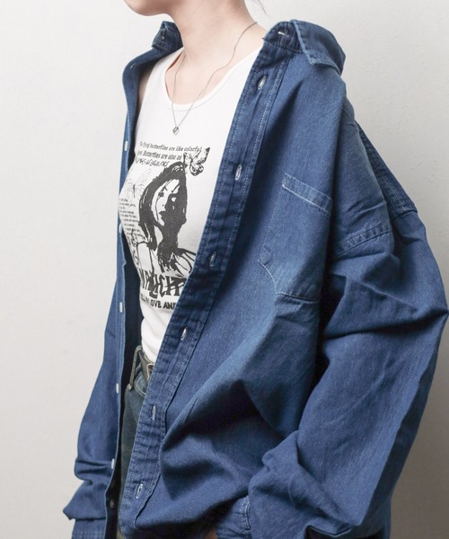 ARCHIVER(アーカイバ)の「【RES】ライトデニムシャツ(シャツ/ブラウス・レディース・ネイビー/ブルー・X-LARGE/LARGE/MEDIUM)」の3枚目の写真