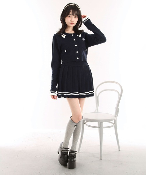 DearMyLoveRose(ディアマイラブローズ)の「襟付きニットプリーツミニセットアップ【大きいサイズ有り】(セットアップ・レディース・ネイビー/グレー・M-L/L~LL/LL~3L)」の15枚目の写真