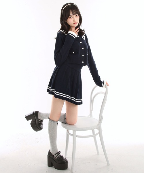 DearMyLoveRose(ディアマイラブローズ)の「襟付きニットプリーツミニセットアップ【大きいサイズ有り】(セットアップ・レディース・ネイビー/グレー・M-L/L~LL/LL~3L)」の19枚目の写真