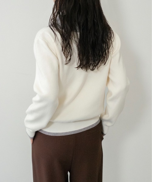 on:nue(オンニュ)の「【on:nue】ポロカラードッキングニット(ニット/セーター・レディース・アイボリー/ネイビー/ブラウン/グレー・FREE)」の9枚目の写真