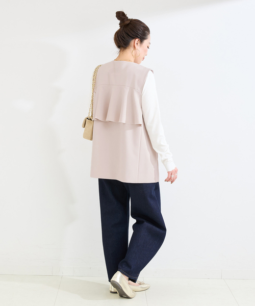 B.C STOCK(ベーセーストック)の「手洗い可 / T/R ダブルクロス ベスト(ベスト・レディース・ベージュ系その他/ブラック・FREE)」の13枚目の写真