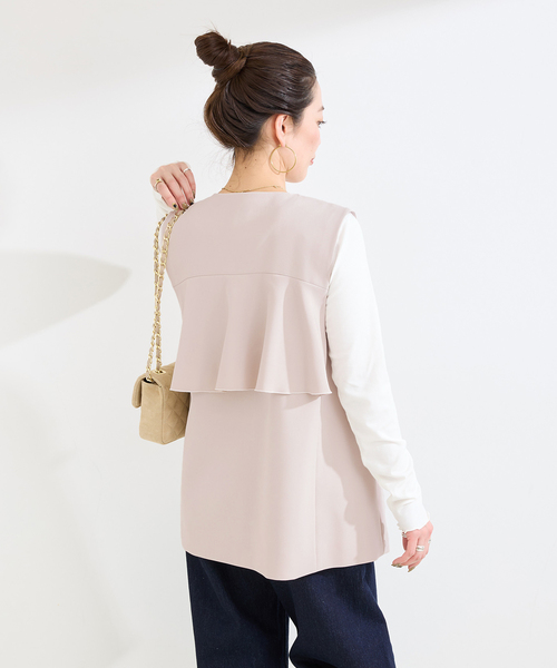 B.C STOCK(ベーセーストック)の「手洗い可 / T/R ダブルクロス ベスト(ベスト・レディース・ベージュ系その他/ブラック・FREE)」の16枚目の写真