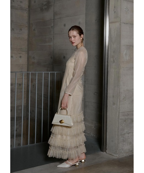 LE'RURE(リルアー)の「Lace motif frill line dress(ドレス・レディース・イエロー/グレー/ブラック・MEDIUM/TALL)」の18枚目の写真