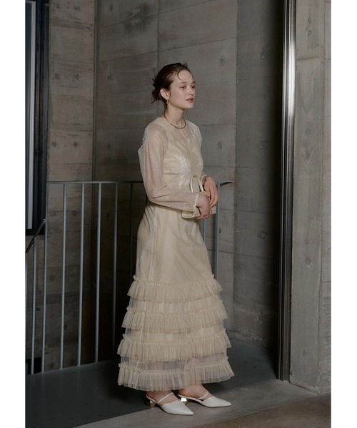 LE'RURE(リルアー)の「Lace motif frill line dress(ドレス・レディース・イエロー/グレー/ブラック・MEDIUM/TALL)」の19枚目の写真