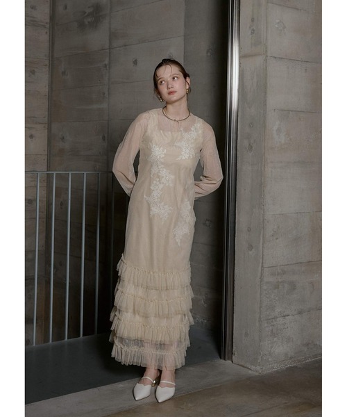 LE'RURE(リルアー)の「Lace motif frill line dress(ドレス・レディース・イエロー/グレー/ブラック・MEDIUM/TALL)」の20枚目の写真
