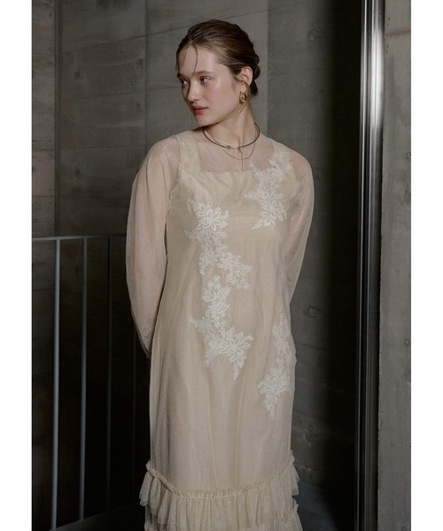 LE'RURE(リルアー)の「Lace motif frill line dress(ドレス・レディース・イエロー/グレー/ブラック・MEDIUM/TALL)」の21枚目の写真