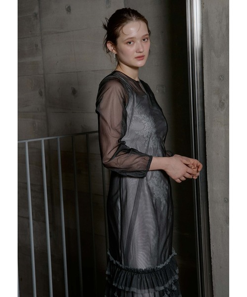 LE'RURE(リルアー)の「Lace motif frill line dress(ドレス・レディース・イエロー/グレー/ブラック・MEDIUM/TALL)」の7枚目の写真