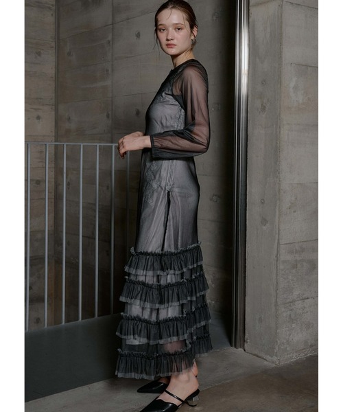LE'RURE(リルアー)の「Lace motif frill line dress(ドレス・レディース・イエロー/グレー/ブラック・MEDIUM/TALL)」の8枚目の写真