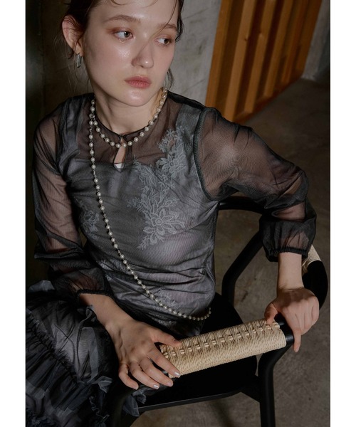 LE'RURE(リルアー)の「Lace motif frill line dress(ドレス・レディース・イエロー/グレー/ブラック・MEDIUM/TALL)」の10枚目の写真