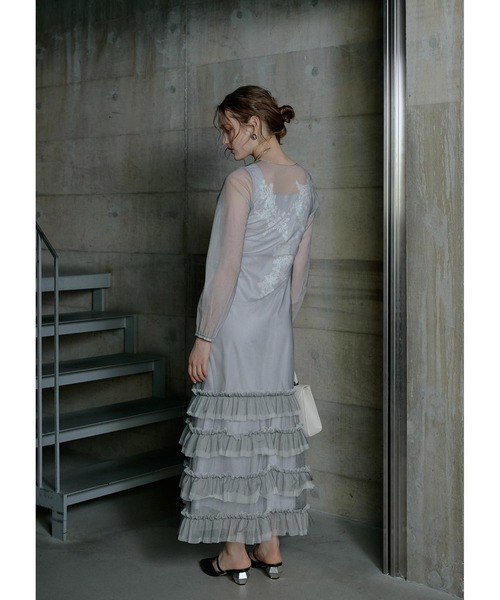 LE'RURE(リルアー)の「Lace motif frill line dress(ドレス・レディース・イエロー/グレー/ブラック・MEDIUM/TALL)」の12枚目の写真