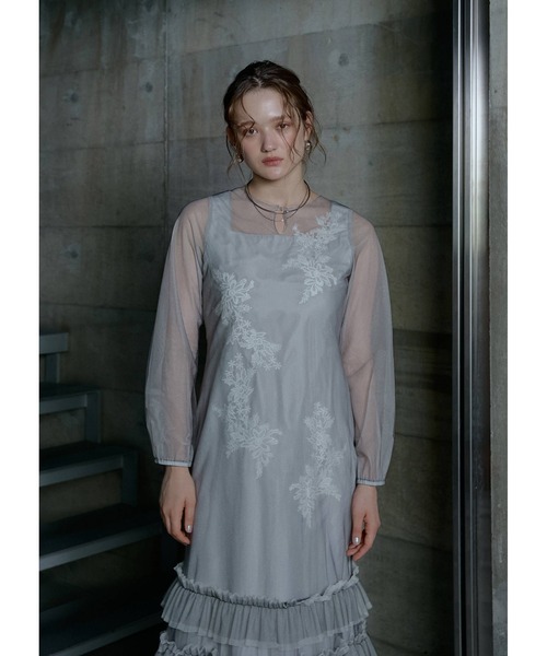 LE'RURE(リルアー)の「Lace motif frill line dress(ドレス・レディース・イエロー/グレー/ブラック・MEDIUM/TALL)」の13枚目の写真