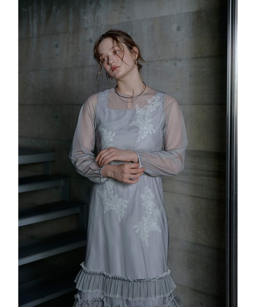 LE'RURE(リルアー)の「Lace motif frill line dress(ドレス・レディース・イエロー/グレー/ブラック・MEDIUM/TALL)」の14枚目の写真