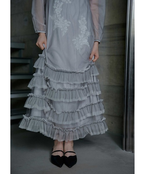 LE'RURE(リルアー)の「Lace motif frill line dress(ドレス・レディース・イエロー/グレー/ブラック・MEDIUM/TALL)」の16枚目の写真