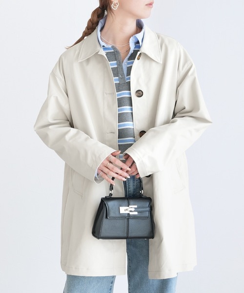 reca（レカ）の「スカーフ付きツイルステンカラーコート（ステンカラーコート・レディース・アイボリー/ライトベージュ・M）」の7枚目の写真