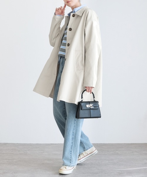 reca（レカ）の「スカーフ付きツイルステンカラーコート（ステンカラーコート・レディース・アイボリー/ライトベージュ・M）」の9枚目の写真