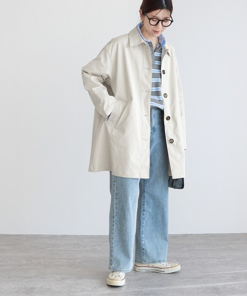 reca（レカ）の「スカーフ付きツイルステンカラーコート（ステンカラーコート・レディース・アイボリー/ライトベージュ・M）」の5枚目の写真