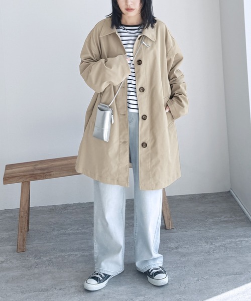 reca（レカ）の「スカーフ付きツイルステンカラーコート（ステンカラーコート・レディース・アイボリー/ライトベージュ・M）」の10枚目の写真