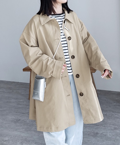 reca（レカ）の「スカーフ付きツイルステンカラーコート（ステンカラーコート・レディース・アイボリー/ライトベージュ・M）」の14枚目の写真