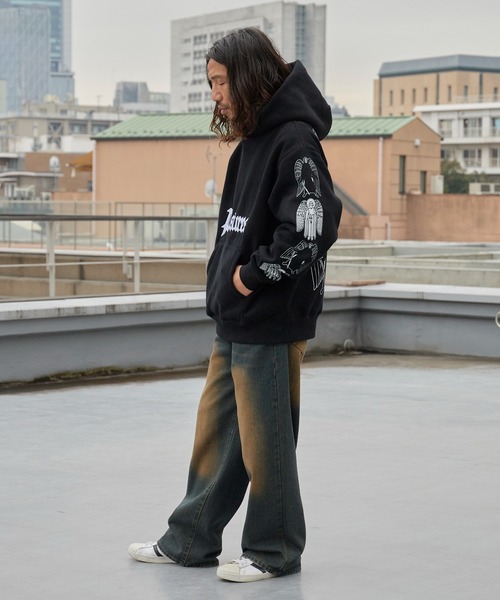 PLEASURES(プレジャー)の「PLEASURES/プレジャーズ ANGEL DEMON HOODIE ヘビーウェイト プルオーバーフーディー 2026年春夏(パーカー・メンズ・ブラック・M/L/XL)」の13枚目の写真