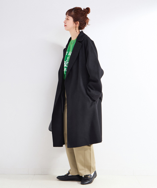 B.C STOCK（ベーセーストック）の「ウールリバーミドル丈コート（チェスターコート・レディース・ブラック/ブルー/ベージュ・FREE）」の22枚目の写真