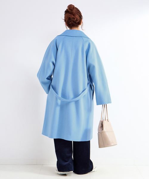 B.C STOCK（ベーセーストック）の「ウールリバーミドル丈コート（チェスターコート・レディース・ブラック/ブルー/ベージュ・FREE）」の18枚目の写真