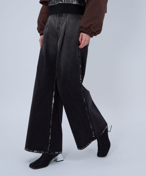 HARE（ハレ）の「ハクラインカコウデニムパンツ(HARE)（デニムパンツ・レディース・ブラック/パープル・FREE）」の2枚目の写真