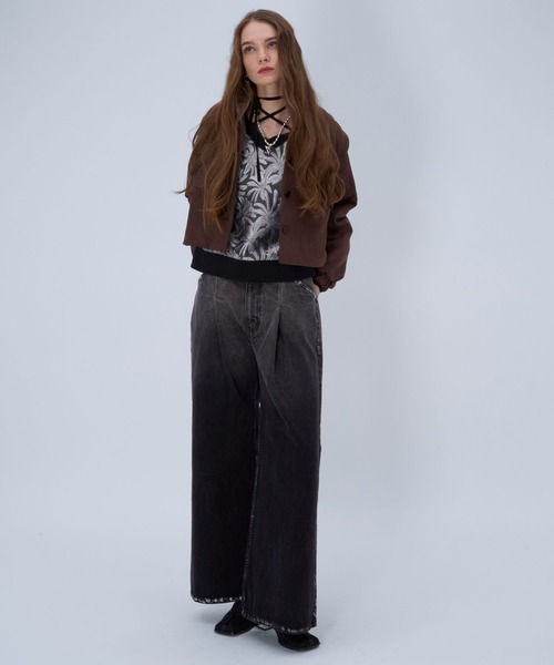 HARE（ハレ）の「ハクラインカコウデニムパンツ(HARE)（デニムパンツ・レディース・ブラック/パープル・FREE）」の4枚目の写真