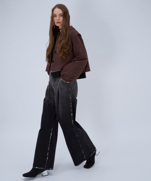 HARE（ハレ）の「ハクラインカコウデニムパンツ(HARE)（デニムパンツ・レディース・ブラック/パープル・FREE）」の5枚目の写真