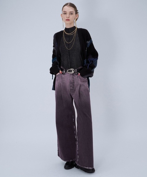 HARE（ハレ）の「ハクラインカコウデニムパンツ(HARE)（デニムパンツ・レディース・ブラック/パープル・FREE）」の8枚目の写真