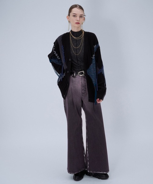 HARE（ハレ）の「ハクラインカコウデニムパンツ(HARE)（デニムパンツ・レディース・ブラック/パープル・FREE）」の6枚目の写真