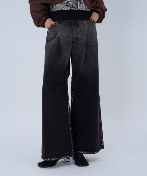 HARE（ハレ）の「ハクラインカコウデニムパンツ(HARE)（デニムパンツ・レディース・ブラック/パープル・FREE）」の9枚目の写真