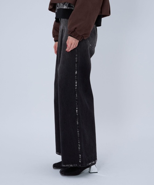 HARE（ハレ）の「ハクラインカコウデニムパンツ(HARE)（デニムパンツ・レディース・ブラック/パープル・FREE）」の12枚目の写真