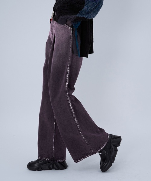 HARE（ハレ）の「ハクラインカコウデニムパンツ(HARE)（デニムパンツ・レディース・ブラック/パープル・FREE）」の14枚目の写真