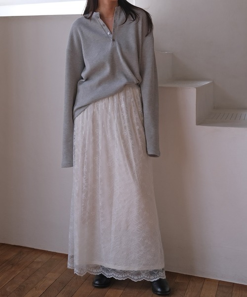 AKTE（アクテ）の「ラッセルレーススカート（スカート・レディース・チャコールグレー/ホワイト・FREE/TALL）」の6枚目の写真