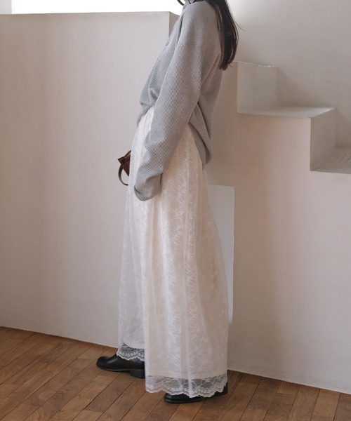 AKTE（アクテ）の「ラッセルレーススカート（スカート・レディース・チャコールグレー/ホワイト・FREE/TALL）」の11枚目の写真
