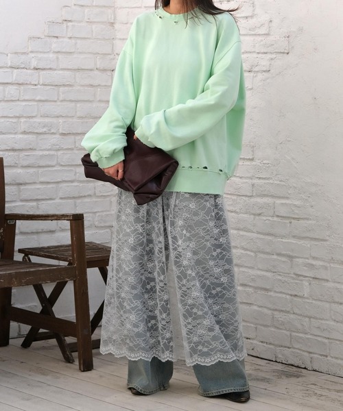 AKTE（アクテ）の「ラッセルレーススカート（スカート・レディース・チャコールグレー/ホワイト・FREE/TALL）」の12枚目の写真