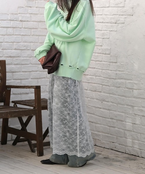 AKTE（アクテ）の「ラッセルレーススカート（スカート・レディース・チャコールグレー/ホワイト・FREE/TALL）」の13枚目の写真