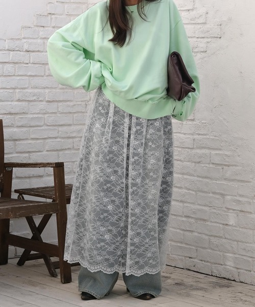 AKTE（アクテ）の「ラッセルレーススカート（スカート・レディース・チャコールグレー/ホワイト・FREE/TALL）」の14枚目の写真