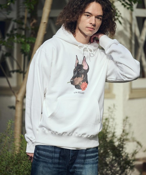 UN-FILLED(アンフィルド)の「mpa4030- REAL GERBERA DOG HOODIE パーカー(ドーベルマン)(SDUF-2603DBM)(パーカー・メンズ・グレー/ホワイト・XL/L/M)」の5枚目の写真