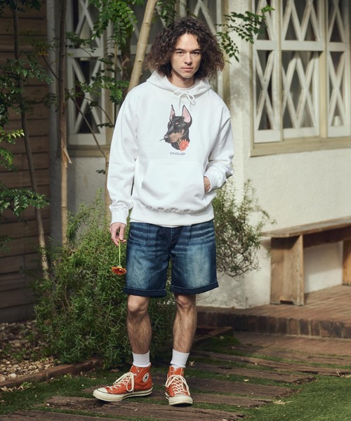 UN-FILLED(アンフィルド)の「mpa4030- REAL GERBERA DOG HOODIE パーカー(ドーベルマン)(SDUF-2603DBM)(パーカー・メンズ・グレー/ホワイト・XL/L/M)」の6枚目の写真