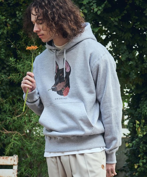UN-FILLED(アンフィルド)の「mpa4030- REAL GERBERA DOG HOODIE パーカー(ドーベルマン)(SDUF-2603DBM)(パーカー・メンズ・グレー/ホワイト・XL/L/M)」の8枚目の写真