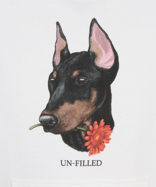 UN-FILLED(アンフィルド)の「mpa4030- REAL GERBERA DOG HOODIE パーカー(ドーベルマン)(SDUF-2603DBM)(パーカー・メンズ・グレー/ホワイト・XL/L/M)」の15枚目の写真