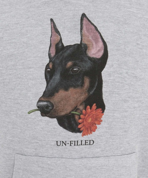 UN-FILLED(アンフィルド)の「mpa4030- REAL GERBERA DOG HOODIE パーカー(ドーベルマン)(SDUF-2603DBM)(パーカー・メンズ・グレー/ホワイト・XL/L/M)」の22枚目の写真