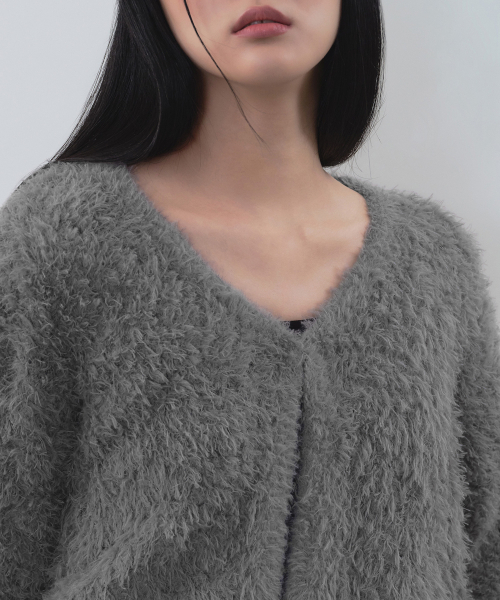MUSINSA STANDARD WOMAN（ムシンサスタンダードウーマン）の「ウィメンズロンバースファジーカーディガン[ミディアムグレー]（カーディガン/ボレロ・レディース・その他・SMALL/MEDIUM/LARGE/X-SMALL）」の4枚目の写真