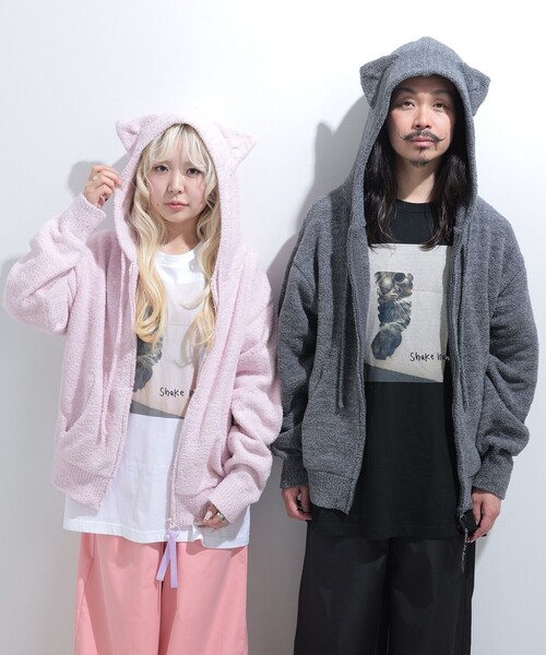 mmts(マミタス)の「ふわもこ 猫耳 ニット パーカー(パーカー・レディース・ピンク/グレー・MEDIUM/LARGE)」の16枚目の写真